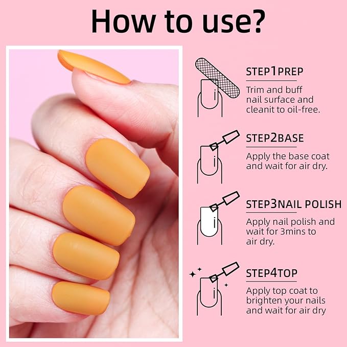 Matte Nail Polish Quick Dry Nail Lacquer for Nail Art Varnish, Mist Effect Matte Finish Velvet Nail Polish, 0.35 fl oz (Egg Yellow-02, 10 ML)
