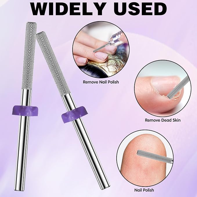 3/32” Tungsten Carbide Nail Drill Bit Buffer Cuticle Remover, Two-Way Rotation Fine Grit-3XF Professional Gel Remover for Manicure Home Salon Pedicure Use Sliver