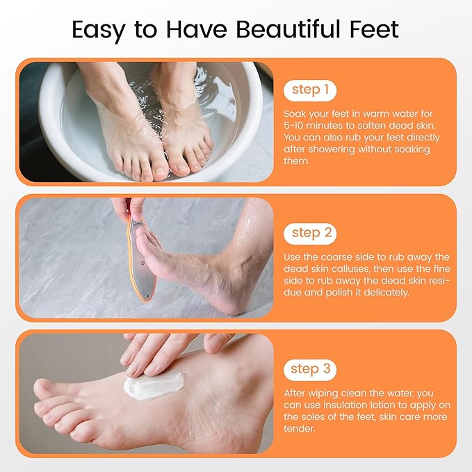 YTD likomey Stainless Steels Foot File,1 Pcs One Piece Molding Coarse Fine Double Sided Super Durable Foot Scrubber,for Wet or Dry Feet Callus Dead Skin Hard Skin Pedicure Remover Tool