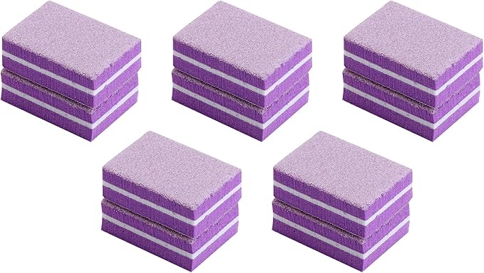 100 Pcs Mini Buffers for Nails 180/100 Grit Mini Nail Buffer Purple Nail Buffers for Natural Nails
