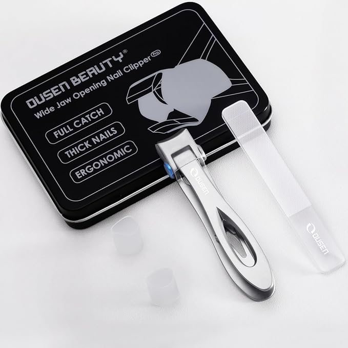 Nail Clippers with Full Catcher, Professional Anti Splash Nail Clipper for Men & Women, Wide Jaw Toenail Clippers for Seniors Thick Nails, Adult Toe Nail Clipper Fingernail Cutter Catch All Clippings