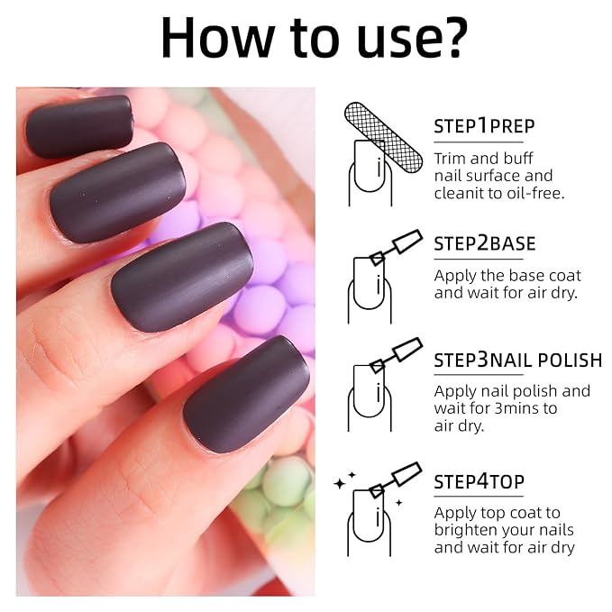 Matte Nail Polish Quick Dry Nail Lacquer for Nail Art Varnish, Mist Effect Matte Finish Velvet Nail Polish, 0.35 fl oz (Chocolate-21, 10 ML)