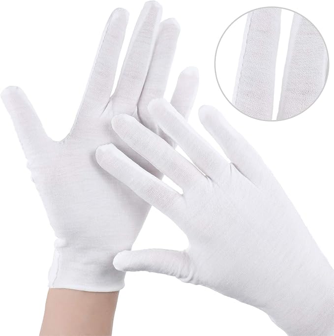SATINIOR 60 Pcs Cotton Glove Stretchy Work Glove Reusable Mitten for Men Women Hand Dry Art Coin Handling Jewelry