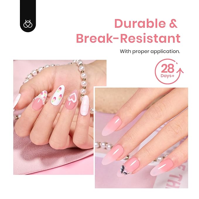 Beetles Gel Nail Tips Clear, Almond Medium, 288Pcs 10 Sizes, Pre-shaped Full Cover Soft Acrylic False Press On Nail Tips Almond Shape Easy Home DIY Fall Fake Nail Extension Art Salon Gift for Women