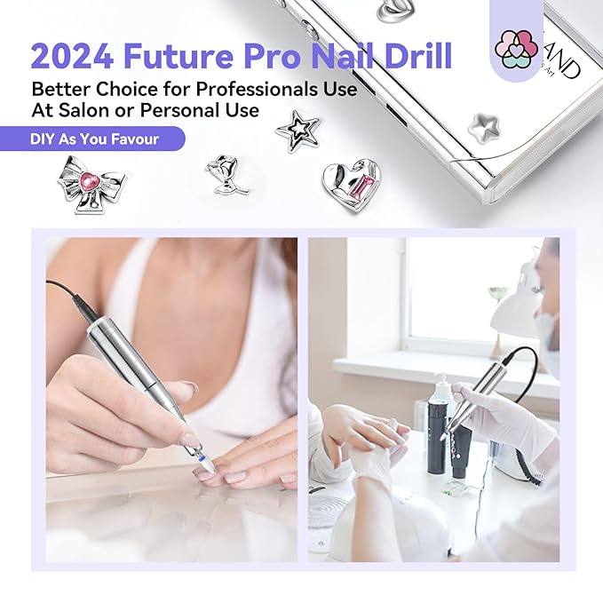 SAVILAND Electric Nail Drill Professional: 2024 Pro Future Tech 40000RPM Nail Drill Kit E File for Acrylic Nails Gel Polish Rechargeable 6000mAh Portable Nail Filer Drill Bits Salon