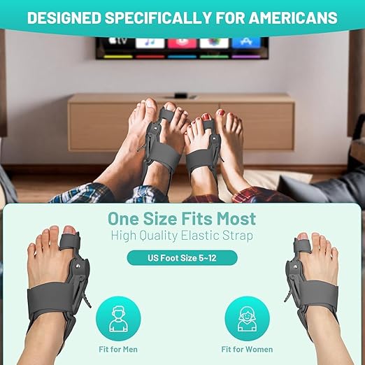 Bunion Corrector for Women and Men Big Toe,Upgraded Press-Button Bunions Correction,Toe Straightener with Bunion Relief,Suitable for Left and Right Feet,Large,Black 1Pack