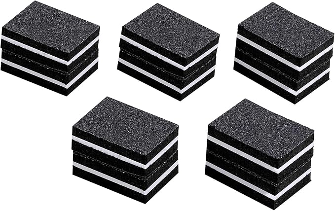 100 Pcs Mini Buffers for Nails 180/100 Grit Buffer for Acrylic Nails for Nail Care(Black)