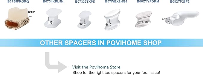 Povihome 10 Pack Clear Toe Spacers, Big Toe Separator (1st/2nd Toe), Bunion Corrector to Correct Big Toe Bunion, Overlapping Toes