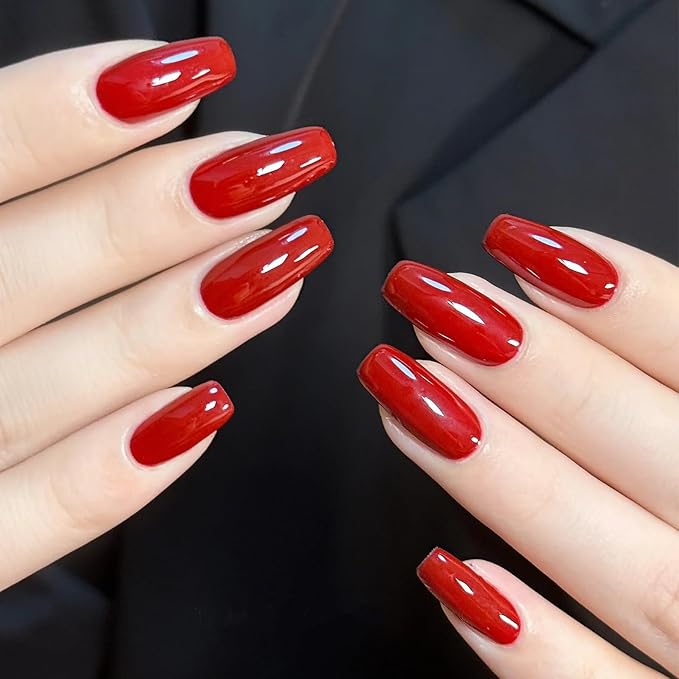COSMOO 13ml Red Quick Dry Nail Polish, Red Vegan Chip-Resistant Long-Lasting Nail Lacquer for Nail Art Varnish, 0.43 fl oz