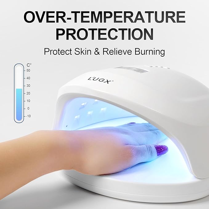 L'UGX Rechargeable UV LED Nail Lamp, 60W Nail Lamp Professional Nail Dryer with 4 Timer Setting, UV Light for Gel Nails, Perfect for Salon & Home