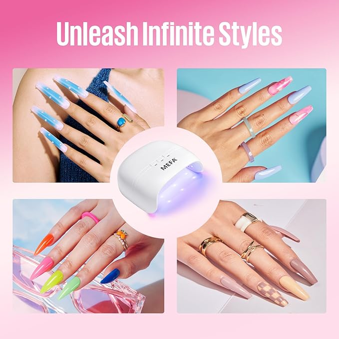 MEFA 72W Portable U V Nail Lamp, U V Light for Gel Nail with 3 Timers, Dryer for Gel Polish Fast Curing, 21pcs Lamp Beads LED Professional UV Light for Home Salon Art Tools