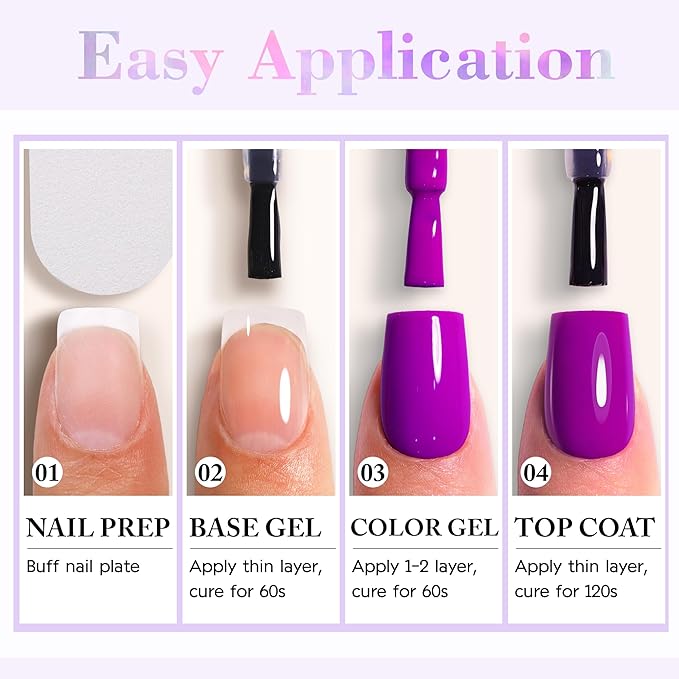 Double Rhythm Gel Nail Polish Set of 6 Colors Baby Light Pastel Milky Nail Polish Starter Kit Art DIY Salon Home (Yellow Pink Green Blue Orange Purple,Kit 6)