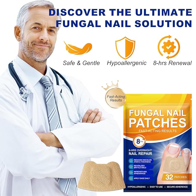 32 PCS Fungal Nail Patches for Broken Damaged Split Nails,Toenail Treatment Extra Strength,Nail Repair for Damaged Nails, Nails Care Supplies, Restore Discoloration and Thickness (2 Pack)