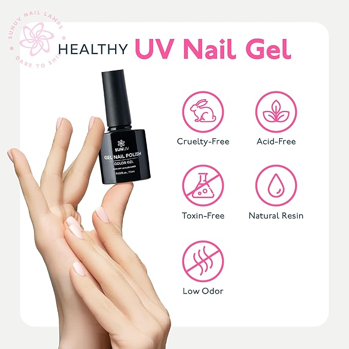 SUNUV Gel Nail Polish Kit with UV Light, Gel Polish Nail Kit Base and Glossy Top Coat Set 12 Colors Manicure Tools Gift for Woman