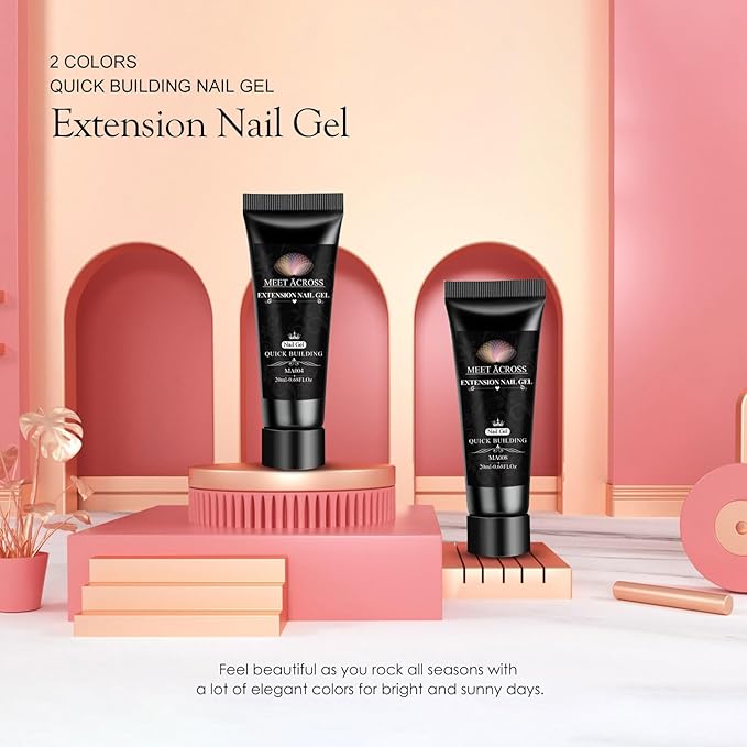 MEET ACROSS Poly Nail Gel 10Pcs Nail Extension Gel Set and Nail Extension Starter Kit for Beginners Nail Art DIY Home Gifts for Women (SET-5, 10pcs)