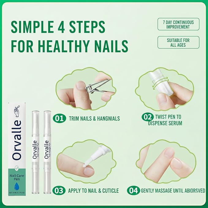Orvalle Nail Fungus Pen,Toenail fungus pen,Nail Growth Pen for Repair & Strengthener,Nail Growth Treatment Repair Serum Twist Pen Activator for Repair & Strengthener(3pcs)