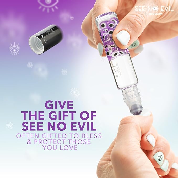 Blossom Cuticle Oil, See No Evil Scented Roll on Cuticle Oil for Nails, Rollerball Application for Nail Support, Cruelty Free, 0.19oz, Ambitious Lavender