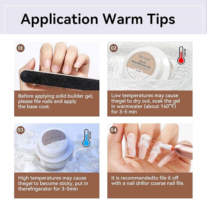 Solid Builder Gel For Nails, White 3D Nail Art Hard Gel For Nails 18g Non-Sticky Hand Molding Carving For Nail Sculpting Extension Salon DIY At Home