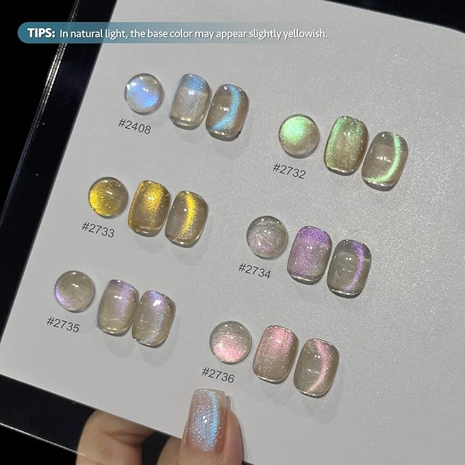 GAOY Cat Eye Gel Nail Polish Set with Magnet for Blue Glitter Holographic Cat Eye, Salon Gel Manicure and Nail Art DIY at Home, Mermaid's Tears