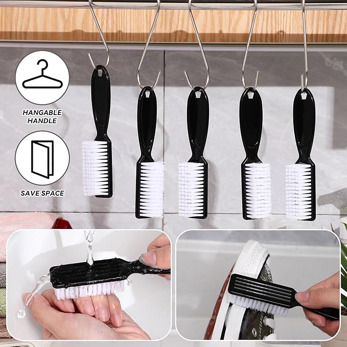 Patelai 30 Pcs Nail Scrubber Brushes Bulk Handle Grip Manicure Brushes for Cleaning Fingernails Pedicure Cleaning Brush for Toes and Fingernail Cleaning(Black)