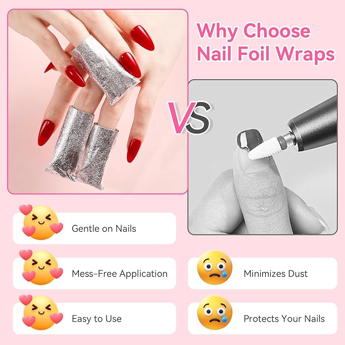Makartt Nail Polish Remover - 100pcs Nail Foil Wraps for Soak Off Gel Polish Remover, with 1.18inch Pre-attached Lint Free Cotton Pads For Nails, Non Acetone Nail Polish Remover