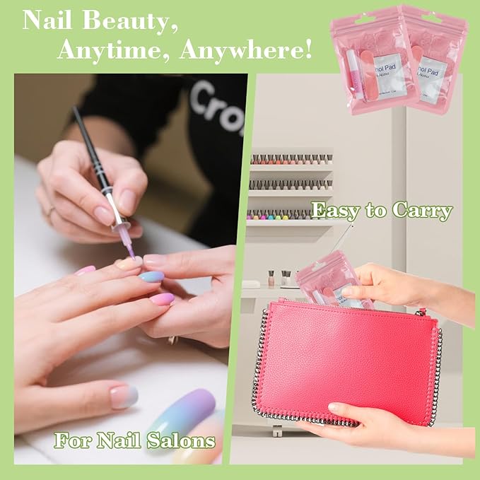 Press On Nail Tool Kit with Everything, Bebbtiy Press On Nail Prep Tool Kit Disposable Manicure Kit with Nail File, Nail Glue, Prep Pads, Adhesive Nail Tabs, Wood Stick, Packaging Bag (20pcs-pink)