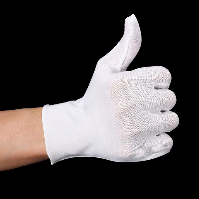 SATINIOR 120 Pieces Cotton Gloves Large Size for Men Women Inspection Gloves for Dry Hand Art Handling Coin Jewelry