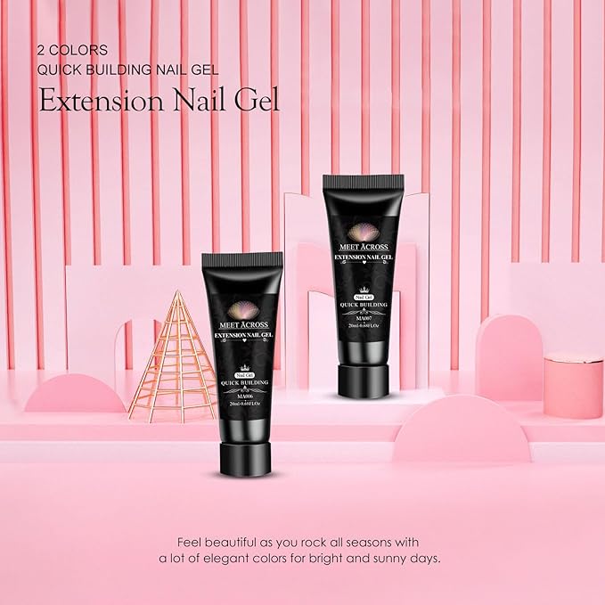 MEET ACROSS Poly Nail Gel 10Pcs Nail Extension Gel Set and Nail Extension Starter Kit for Beginners Nail Art DIY Home Gifts for Women (SET-4, 10pcs)