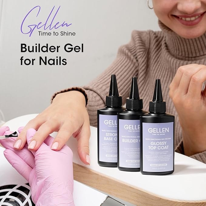 Gellen 100ml Builder Gel for Nails Clear, Strengthener Gel Color Hard Builder, Nail Apex Building Soak off Long Lasting U V Nail Gel