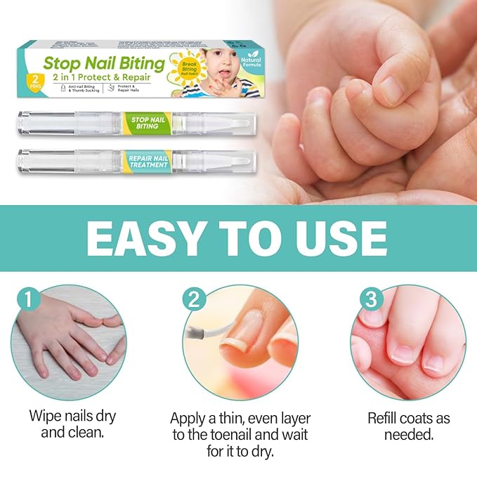 Nail Biting Prevention, 2 Pcs No Biting Treatment for Kids & Adults, Stop Nail Biting Safe