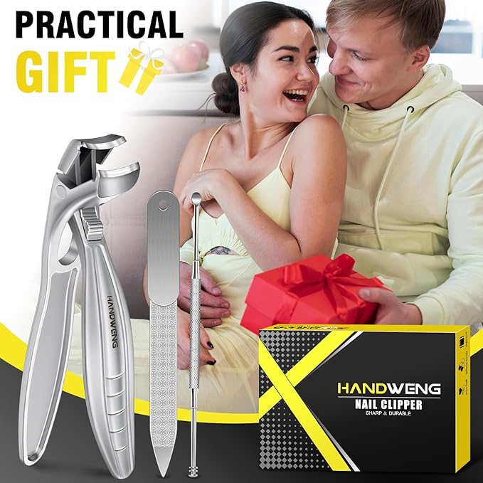 2025 Toenail Clippers for Seniors Thick Toenails, Angled Head Large Toe Nail Clippers for Men with Catcher, Heavy Duty Sharp Fingernail Clipper with Long Handle, Wide Jaw