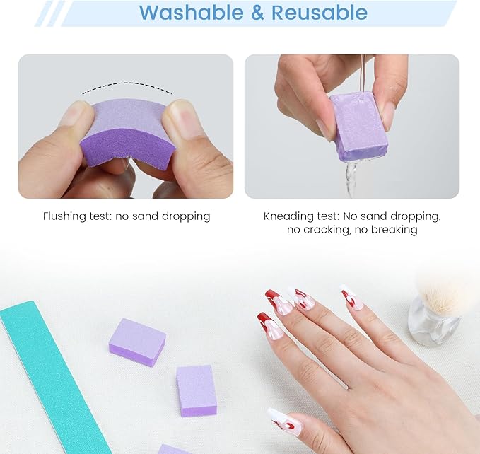 100 PCS Mini Nail Buffer Block, 2 Way Mini Buffers Grit 80/100, Small Buffing Block for Acrylic Nail Gel Polish Nails Pedicure & Manicure, Purple & Orange