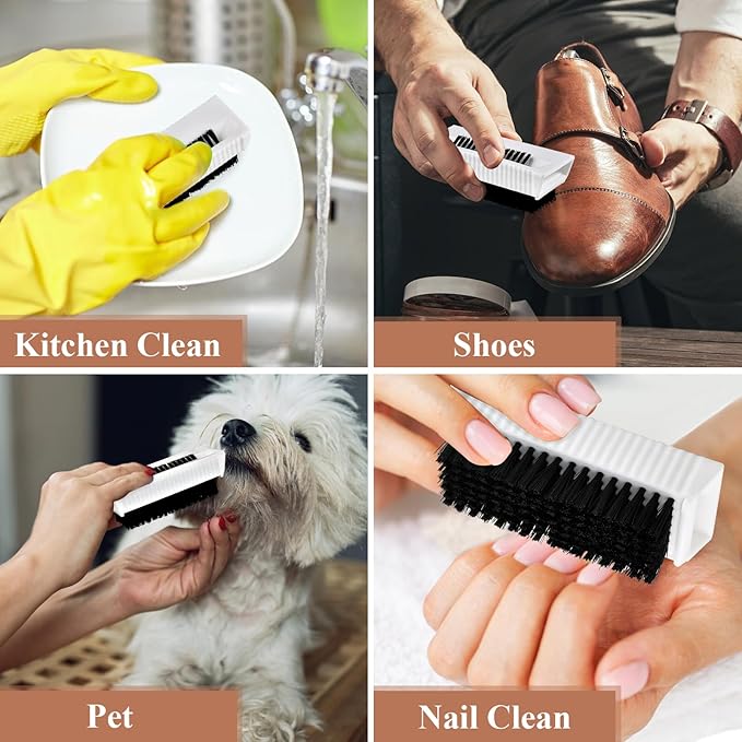 8Pcs Fingernail Brushes, Plastic Surgical Scrub Brushes for Nail Cleaning, Soft Two-Sided Non Disposable Nail Scrubber Brushes for Cleaning Nail and Toes White and Black
