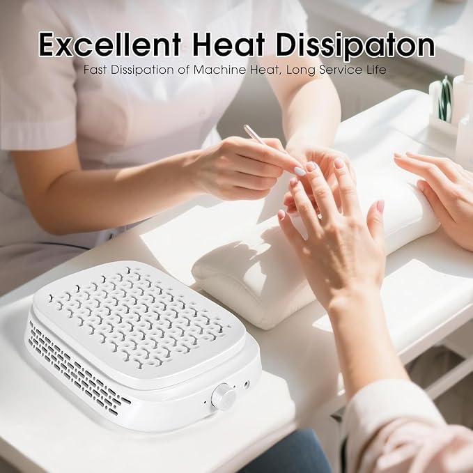 Nail Dust Collector, Compact Vacuum Nail Fan Dust Collector, Nail Tech Dust Collector with Reusable Filter for Acrylic Nail Polishing, Salon, Home