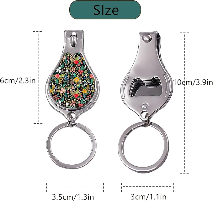 Nail Clipper Set with Keychain 2 Pack Toenail Clippers with Jar Opener Multifunction Nail Cutter for Men-Dorm Room Essentials,Kitchen Gadgets,Golf Accessories,Travel Essentials(Flower)