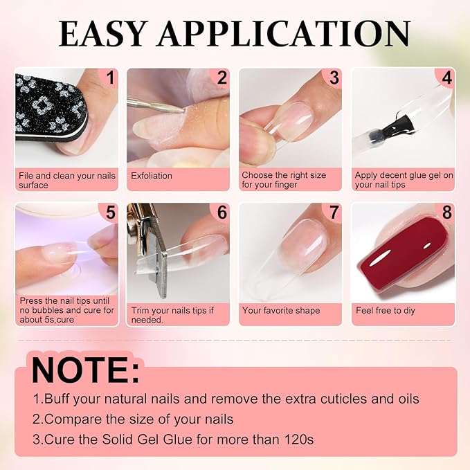 Major Dijit Gel Nail Kit - Beginner Gel Nail Set with Nail Drill, 0.5oz 4-in-1 Nail Glue, 500PCS Long Coffin Nail Tips, UV Lamp for Nail Extension & Art nail
