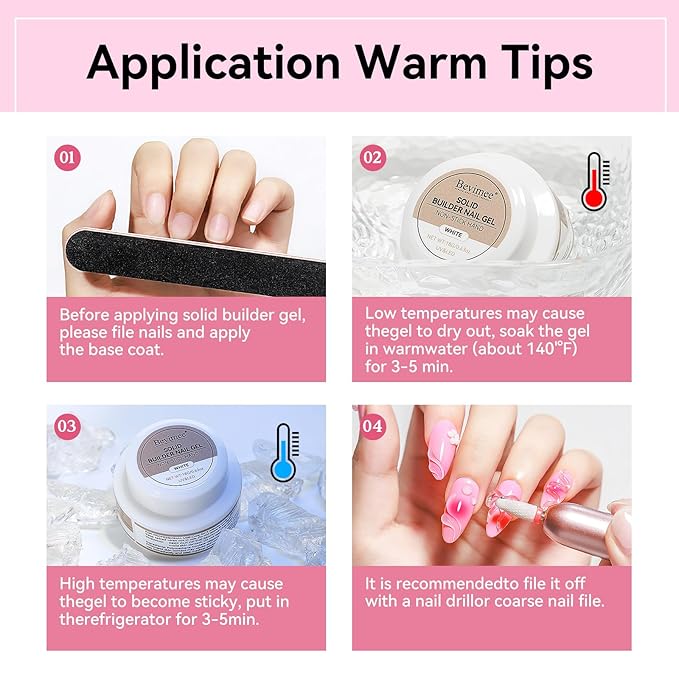 Solid Builder Gel for Nails 3PCS, Clear White Pink 3D Sculpting Hard Gel for Nail Art Non-Stick Hand, for Modeling, Sculpture, Nail Extension UV/Led Manicure DIY At Home 18g*3Colors