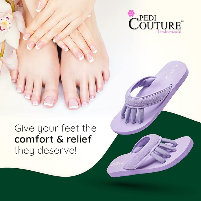 Pedi Couture Pedicure Sandals with Built In Toe Separators for Women - Comfortable Spa Style Flip Flops for Home, Salon, Yoga & Gym Use