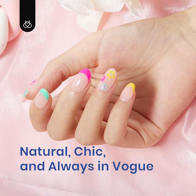 Beetles Gel Nail Kit Gel Nail Tips 504Pcs XS short oval Pre Shaped Clear Full Cover False Nail Tips with 5 in 1 Nail Glue and Reformatory Led Nail Lamp for Nail Art Diy Home Manicure