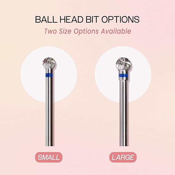 PANA 3/32" Carbide Cuticle Nail Drill Bit for Cuticle Cleaning, Dead Skin Removal, Gel Polish & Acrylic Removal, Under Nail Cleaner, Nail Salon, Manicure Tools (Large Ball Head - Silver, Medium)