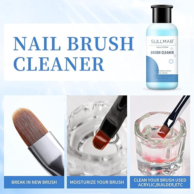 Nail Art Brush Cleaner & Restorer Quickly Clean Gel Nail Brushes Nail Brush Preserver for Any Nail Art Brush DIY Salon at Home 1.35fl.oz