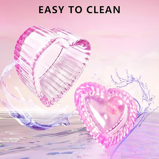Crystal Sweet Heart Shape Acrylic Liquid Powder Glass Dappen Dish Glass Cup w Cap Lid Bowl for Acrylic Nail Art Transparent Kit (HJ-NAPB059-2pcs)