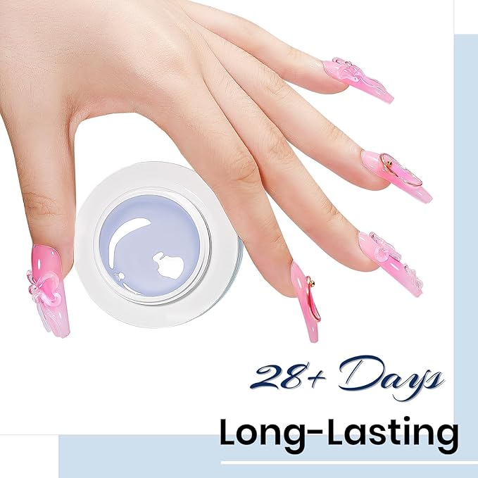 Molding Gel for Nails, Solid Builder Gel for Nails Non-Stick Hand for Modeling Sculpture Nail Extension UV/LED Manicure DIY At Home Clear Pearl White 2PCS