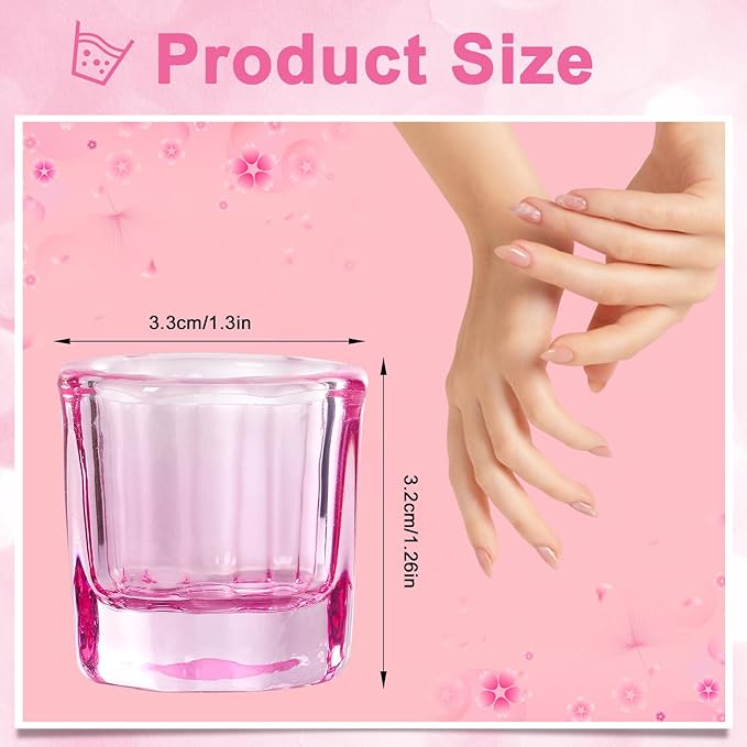 9 colors Dappen Dish Cups for Nail Art Acrylic Liquid - Clear Glass Nail Monomer Liquid Bowl Dampen Dish Acrylic Powder Holder, Acrylic Glass Jar for Nails