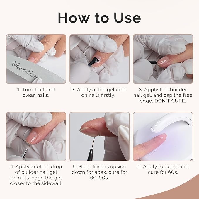 MelodySusie Hema Free Milky White Builder Nail Gel for Nails Thickening, 0.5 Fl Oz, Soak Off UV Extension Gel, Nail Art Design Salon DIY Manicure at Home for Women H1021