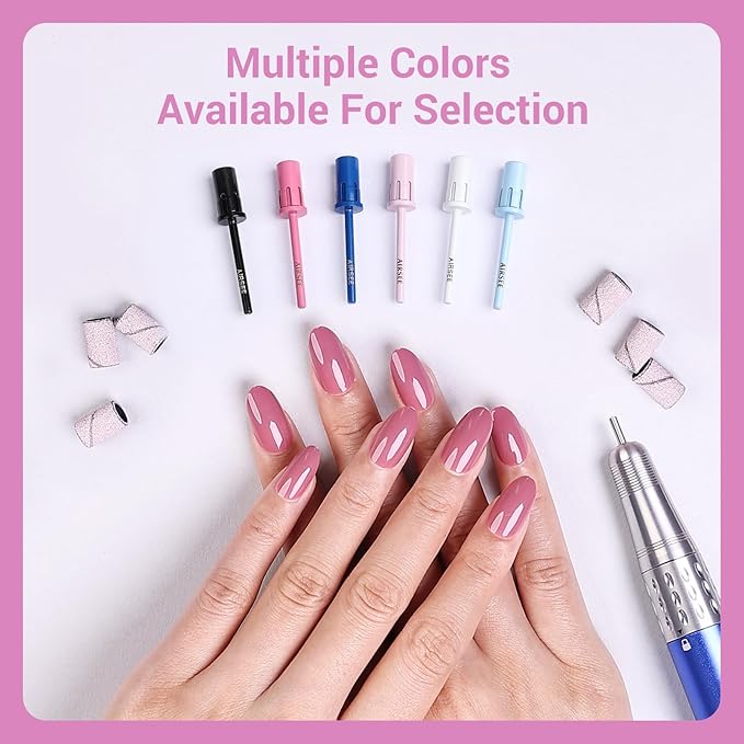 AIRSEE Nail Drill Mandrel Bit for Efile Sanding Bands, Stainless Steel Professional Electric File Head for Clean Cuticle Removing, Acrylic Tip Dead Skin Sander Remover Manicure Safety (Pistil Pink)