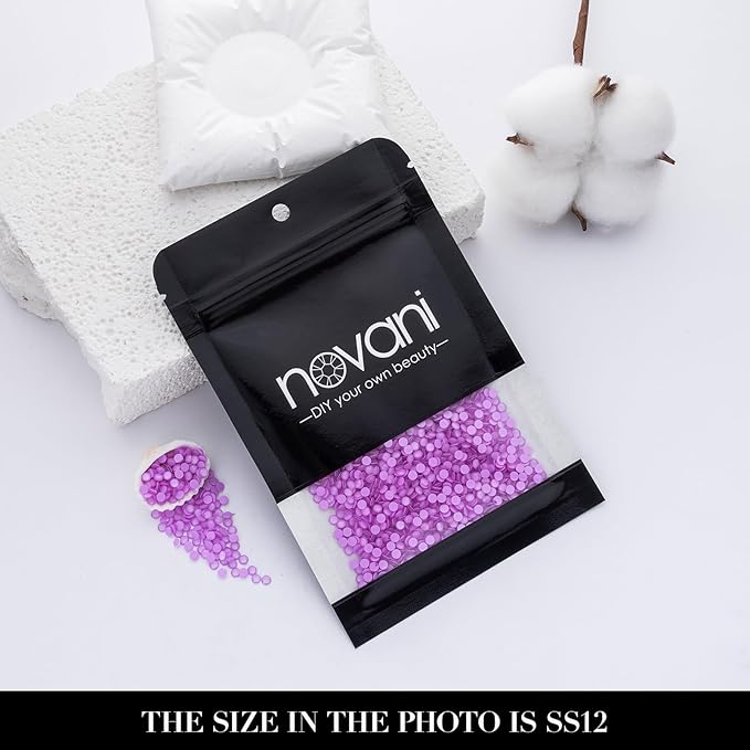 Novani 3000 Pieces Flatback Rhinestones Glass Round Gems Mocha Lt.Purple Crystals for Nail Art DIY Crafts Clothes Shoes,SS12,3.0-3.2mm