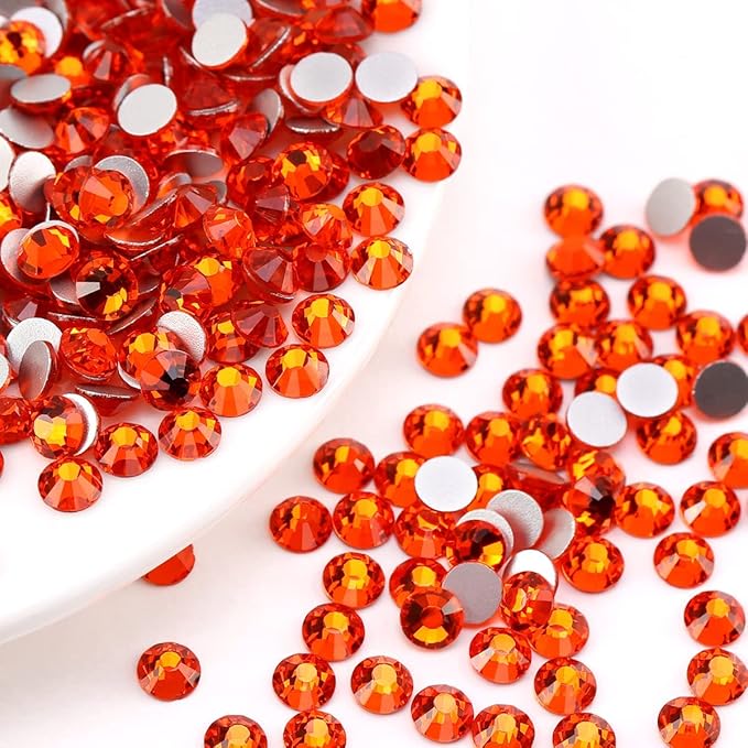 Novani Orange Rhinestones, Flatback Crystal Loose Gemstones 1440pcs Glass Rhinestones for Clothes Shoes Crafts Makeup Nail Art and DIY Decorations(SS12, Hyacinth)