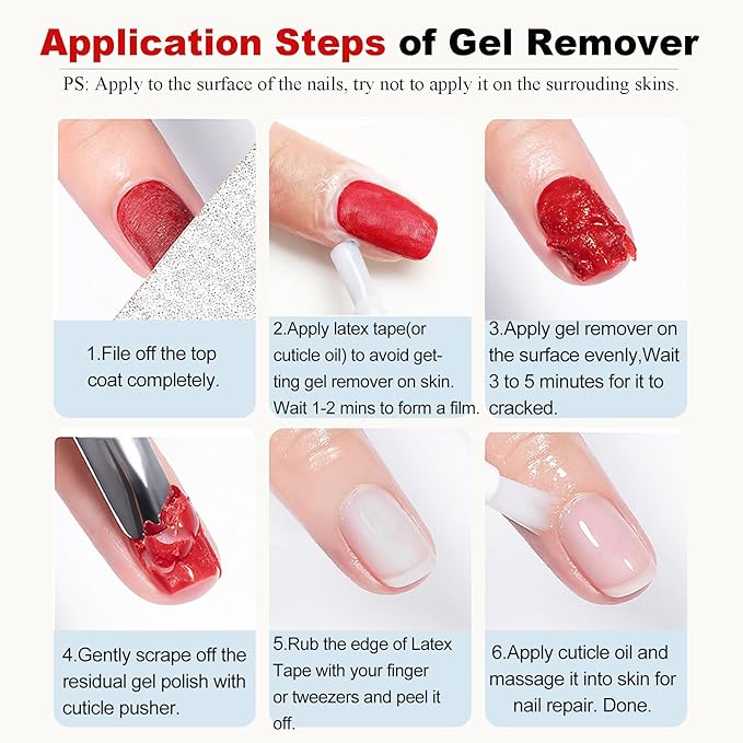 LOUINSTIC Gel Remover for Nails - 2 Bottles (15ML Each) - Easy & Fast Nail Polish Removal Does Not Damage Nails Portable for Travel - Professional Grade Kit with Sanding Strips,Manicure Tools