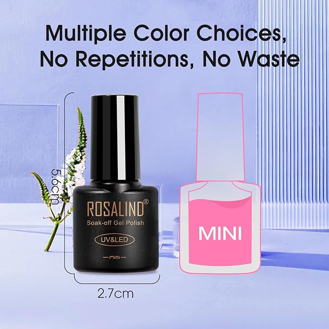 ROSALIND 12 Color Glitter Gel Nail Polish Set, Gold Hot Pink Silver Sparkly Shiny Pink Red Gel Nail Polish for Nail Art Gift